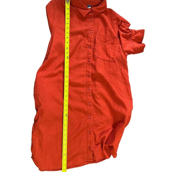 Old Navy Linen Blend Button-Down Shirt Dress L Lagenlook Beachy Boho Resort - Picture 2 of 9